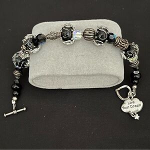 “Live Your Dream” Glass, Beads and Charm Bracelet